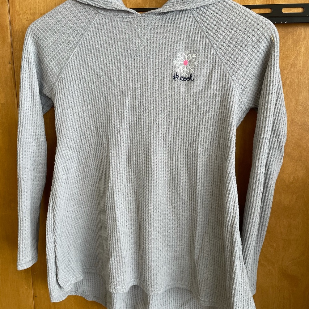Gymboree size 14 hooded Thermal Henley in grey